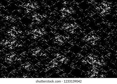 Grunge overlay layer. Abstract black and white vector background. Monochrome vintage surface with dirty pattern in cracks, spots, dots. Old wall in dark horror style design