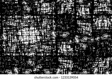 Grunge overlay layer. Abstract black and white vector background. Monochrome vintage surface with dirty pattern in cracks, spots, dots. Old wall in dark horror style design