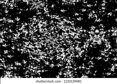 Grunge overlay layer. Abstract black and white vector background. Monochrome vintage surface with dirty pattern in cracks, spots, dots. Old wall in dark horror style design
