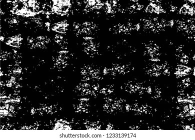 Grunge overlay layer. Abstract black and white vector background. Monochrome vintage surface with dirty pattern in cracks, spots, dots. Old wall in dark horror style design