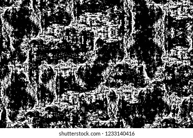 Grunge overlay layer. Abstract black and white vector background. Monochrome vintage surface with dirty pattern in cracks, spots, dots. Old wall in dark horror style design