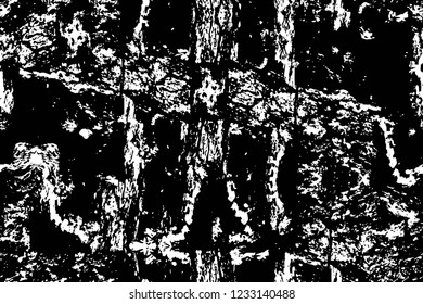Grunge overlay layer. Abstract black and white vector background. Monochrome vintage surface with dirty pattern in cracks, spots, dots. Old wall in dark horror style design