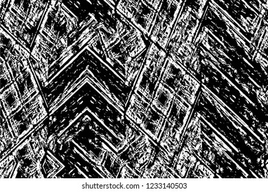 Grunge overlay layer. Abstract black and white vector background. Monochrome vintage surface with dirty pattern in cracks, spots, dots. Old wall in dark horror style design