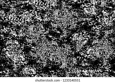 Grunge overlay layer. Abstract black and white vector background. Monochrome vintage surface with dirty pattern in cracks, spots, dots. Old wall in dark horror style design