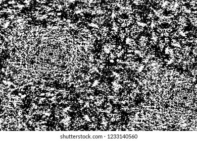 Grunge overlay layer. Abstract black and white vector background. Monochrome vintage surface with dirty pattern in cracks, spots, dots. Old wall in dark horror style design