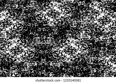 Grunge overlay layer. Abstract black and white vector background. Monochrome vintage surface with dirty pattern in cracks, spots, dots. Old wall in dark horror style design