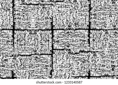 Grunge overlay layer. Abstract black and white vector background. Monochrome vintage surface with dirty pattern in cracks, spots, dots. Old wall in dark horror style design