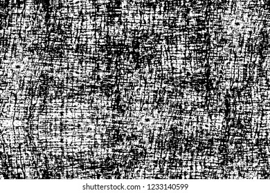 Grunge overlay layer. Abstract black and white vector background. Monochrome vintage surface with dirty pattern in cracks, spots, dots. Old wall in dark horror style design