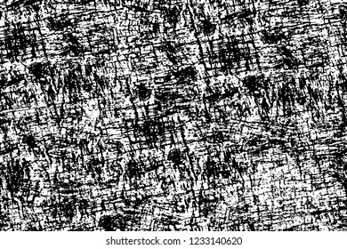 Grunge overlay layer. Abstract black and white vector background. Monochrome vintage surface with dirty pattern in cracks, spots, dots. Old wall in dark horror style design
