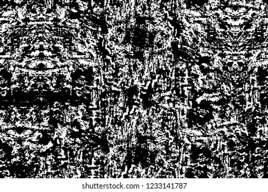 Grunge overlay layer. Abstract black and white vector background. Monochrome vintage surface with dirty pattern in cracks, spots, dots. Old wall in dark horror style design