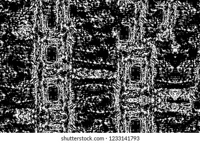Grunge overlay layer. Abstract black and white vector background. Monochrome vintage surface with dirty pattern in cracks, spots, dots. Old wall in dark horror style design