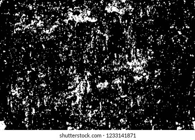 Grunge overlay layer. Abstract black and white vector background. Monochrome vintage surface with dirty pattern in cracks, spots, dots. Old wall in dark horror style design