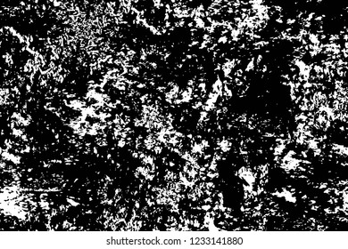 Grunge overlay layer. Abstract black and white vector background. Monochrome vintage surface with dirty pattern in cracks, spots, dots. Old wall in dark horror style design