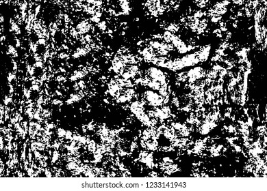 Grunge overlay layer. Abstract black and white vector background. Monochrome vintage surface with dirty pattern in cracks, spots, dots. Old wall in dark horror style design