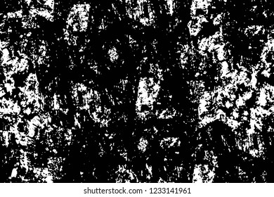 Grunge overlay layer. Abstract black and white vector background. Monochrome vintage surface with dirty pattern in cracks, spots, dots. Old wall in dark horror style design