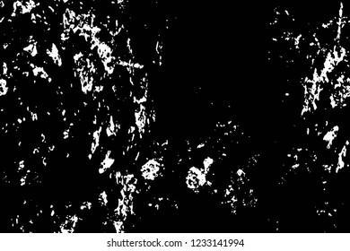 Grunge overlay layer. Abstract black and white vector background. Monochrome vintage surface with dirty pattern in cracks, spots, dots. Old wall in dark horror style design