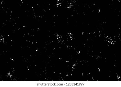 Grunge overlay layer. Abstract black and white vector background. Monochrome vintage surface with dirty pattern in cracks, spots, dots. Old wall in dark horror style design