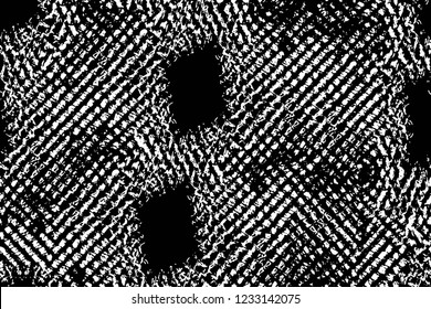 Grunge overlay layer. Abstract black and white vector background. Monochrome vintage surface with dirty pattern in cracks, spots, dots. Old wall in dark horror style design