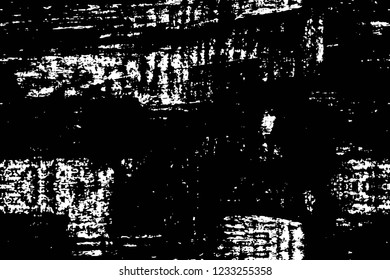 Grunge overlay layer. Abstract black and white vector background. Monochrome vintage surface with dirty pattern in cracks, spots, dots. Old wall in dark horror style design