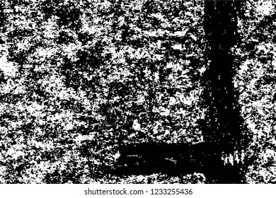 Grunge overlay layer. Abstract black and white vector background. Monochrome vintage surface with dirty pattern in cracks, spots, dots. Old wall in dark horror style design
