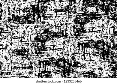 Grunge overlay layer. Abstract black and white vector background. Monochrome vintage surface with dirty pattern in cracks, spots, dots. Old wall in dark horror style design