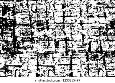 Grunge overlay layer. Abstract black and white vector background. Monochrome vintage surface with dirty pattern in cracks, spots, dots. Old wall in dark horror style design