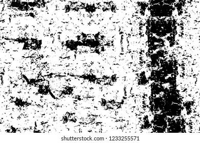 Grunge overlay layer. Abstract black and white vector background. Monochrome vintage surface with dirty pattern in cracks, spots, dots. Old wall in dark horror style design