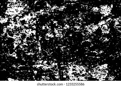 Grunge overlay layer. Abstract black and white vector background. Monochrome vintage surface with dirty pattern in cracks, spots, dots. Old wall in dark horror style design