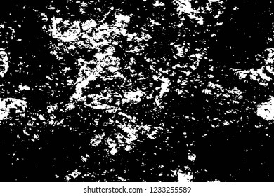 Grunge overlay layer. Abstract black and white vector background. Monochrome vintage surface with dirty pattern in cracks, spots, dots. Old wall in dark horror style design