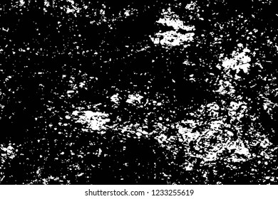 Grunge overlay layer. Abstract black and white vector background. Monochrome vintage surface with dirty pattern in cracks, spots, dots. Old wall in dark horror style design
