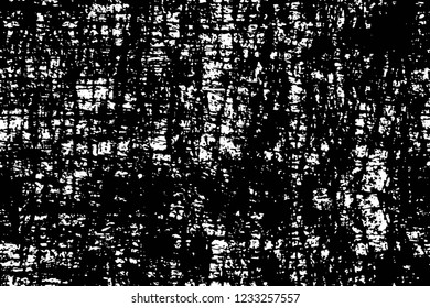 Grunge overlay layer. Abstract black and white vector background. Monochrome vintage surface with dirty pattern in cracks, spots, dots. Old wall in dark horror style design
