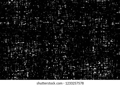 Grunge overlay layer. Abstract black and white vector background. Monochrome vintage surface with dirty pattern in cracks, spots, dots. Old wall in dark horror style design