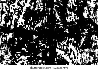 Grunge overlay layer. Abstract black and white vector background. Monochrome vintage surface with dirty pattern in cracks, spots, dots. Old wall in dark horror style design