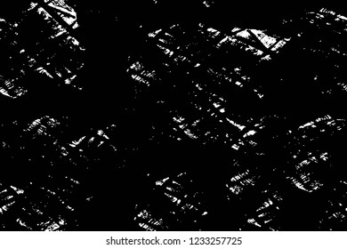 Grunge overlay layer. Abstract black and white vector background. Monochrome vintage surface with dirty pattern in cracks, spots, dots. Old wall in dark horror style design