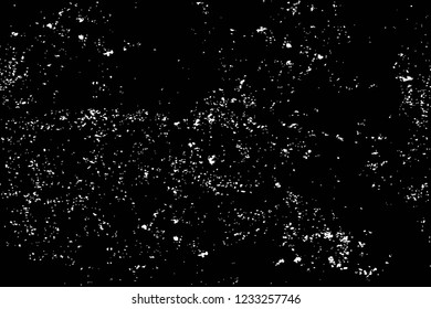 Grunge overlay layer. Abstract black and white vector background. Monochrome vintage surface with dirty pattern in cracks, spots, dots. Old wall in dark horror style design