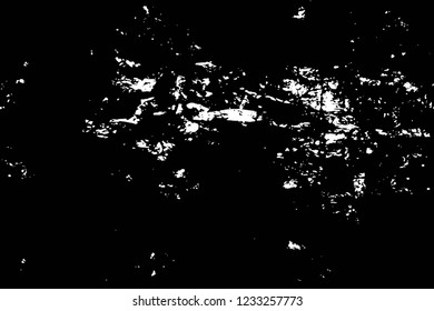 Grunge overlay layer. Abstract black and white vector background. Monochrome vintage surface with dirty pattern in cracks, spots, dots. Old wall in dark horror style design