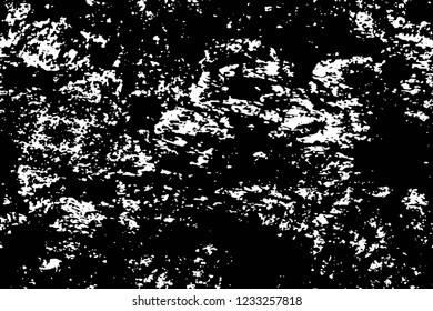Grunge overlay layer. Abstract black and white vector background. Monochrome vintage surface with dirty pattern in cracks, spots, dots. Old wall in dark horror style design