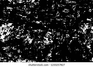 Grunge overlay layer. Abstract black and white vector background. Monochrome vintage surface with dirty pattern in cracks, spots, dots. Old wall in dark horror style design