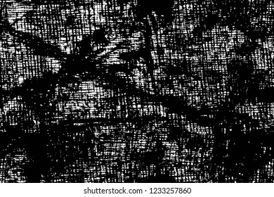 Grunge overlay layer. Abstract black and white vector background. Monochrome vintage surface with dirty pattern in cracks, spots, dots. Old wall in dark horror style design