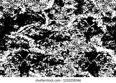 Grunge overlay layer. Abstract black and white vector background. Monochrome vintage surface with dirty pattern in cracks, spots, dots. Old wall in dark horror style design