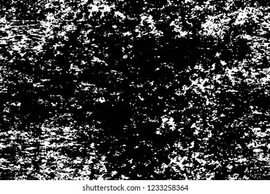 Grunge overlay layer. Abstract black and white vector background. Monochrome vintage surface with dirty pattern in cracks, spots, dots. Old wall in dark horror style design