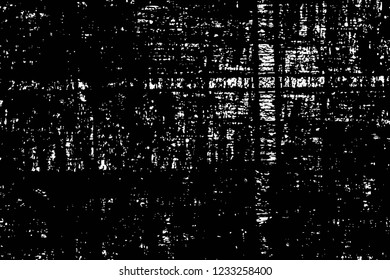 Grunge overlay layer. Abstract black and white vector background. Monochrome vintage surface with dirty pattern in cracks, spots, dots. Old wall in dark horror style design