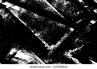 Grunge overlay layer. Abstract black and white vector background. Monochrome vintage surface with dirty pattern in cracks, spots, dots. Old wall in dark horror style design