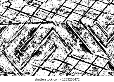 Grunge overlay layer. Abstract black and white vector background. Monochrome vintage surface with dirty pattern in cracks, spots, dots. Old wall in dark horror style design