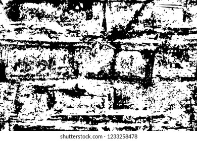 Grunge overlay layer. Abstract black and white vector background. Monochrome vintage surface with dirty pattern in cracks, spots, dots. Old wall in dark horror style design