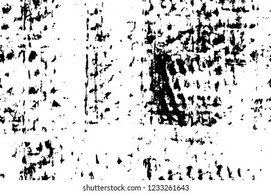 Grunge overlay layer. Abstract black and white vector background. Monochrome vintage surface with dirty pattern in cracks, spots, dots. Old wall in dark horror style design