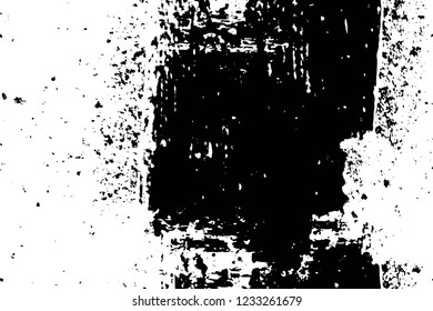 Grunge overlay layer. Abstract black and white vector background. Monochrome vintage surface with dirty pattern in cracks, spots, dots. Old wall in dark horror style design