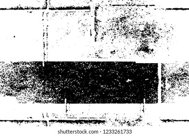Grunge overlay layer. Abstract black and white vector background. Monochrome vintage surface with dirty pattern in cracks, spots, dots. Old wall in dark horror style design