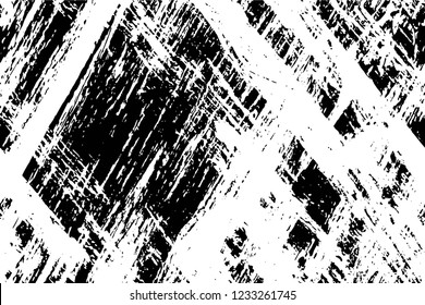 Grunge overlay layer. Abstract black and white vector background. Monochrome vintage surface with dirty pattern in cracks, spots, dots. Old wall in dark horror style design