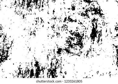 Grunge overlay layer. Abstract black and white vector background. Monochrome vintage surface with dirty pattern in cracks, spots, dots. Old wall in dark horror style design